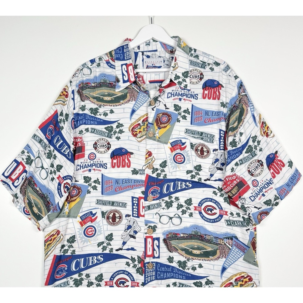Reyn Spooner Chicago Cubs MLB Hawaiian Shirt Rayon - Large Fits Big